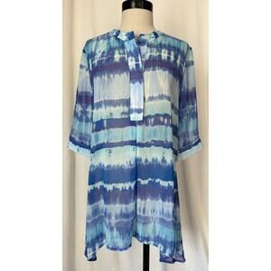 CHICO'S Blue Sheer Polyester Blouse Top Womens 0 (4-6 S)